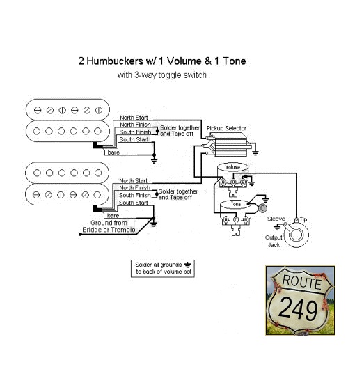 Wiring Two Humbuckers with One Volume and One Tone - Route 249 charvel guitar wiring diagram 