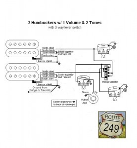 Wiring Two Humbuckers with One Volume and Two Tone Controls - Route 249
