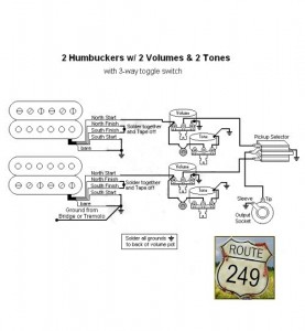 Wiring Two Humbuckers with Two Volume and Two Tone Knobs - Route 249